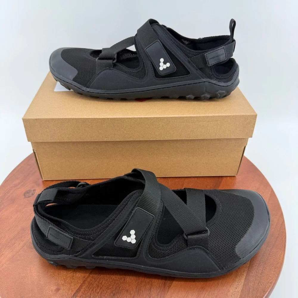 Vivobarefoot Tracker Sandal Mens Obsidian Black Minimalist Hiking EU 46/US 12.5